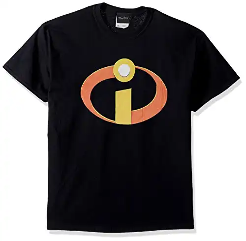 Disney Men's Incredibles Large Logo Graphic T-Shirt, Black
