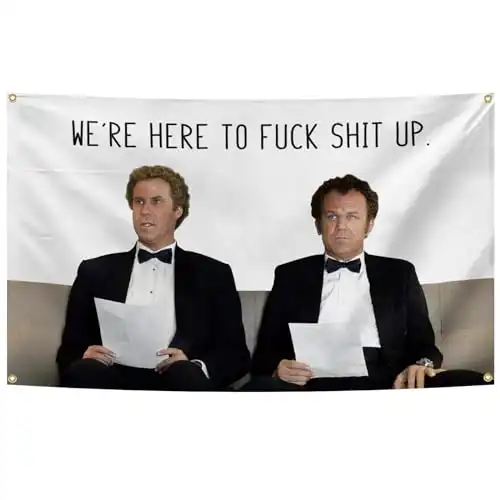 NuFiya We're Here to Fuck Shit Up Tapestry Step Brothers The Interview Tapestry 3x5 Feet Funny Tapestry, with Brass Grommets for College Dorm Room Decor,Outdoor,Parties,Gift,Tailgates