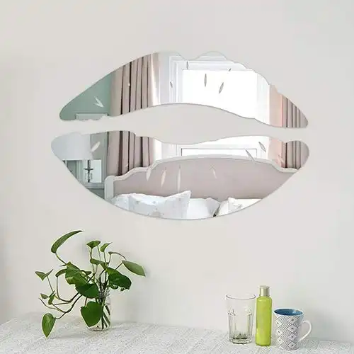 Aland-Creative 3D Lip Shape Mirror Wall Stiker Fashion Home Living Room Art DIY Decor