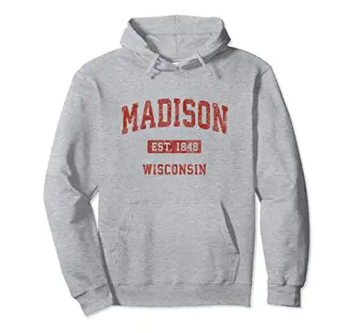 Madison Wisconsin WI Vintage Athletic Sports Design Pullover Hoodie