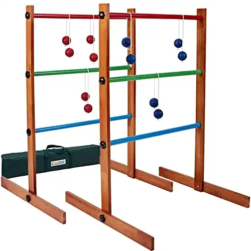 SpexDarxs Ladder Toss Outdoor Game, Wooden Golf Toss Set with Ladder Ball Bolas & Carrying Bag,Outdoor Lawn Backyard Game for Teenager & Adult & Family