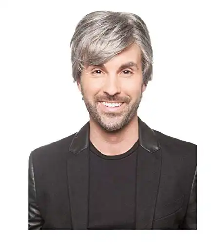 Nicetobuy Short Straight Men Gray Color Wigs Middle Age Mature Natural Gray Natural Looking Hair Wigs
