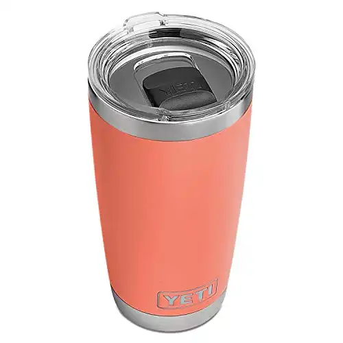 YETI Rambler 20 oz Tumbler, Stainless Steel, Vacuum Insulated with MagSlider Lid, Coral