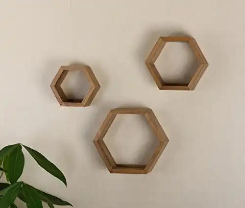 V-LIGHT Wood Wall, Oak Finish, Set of Three Cubes (VW151006O) Decorative Shelving