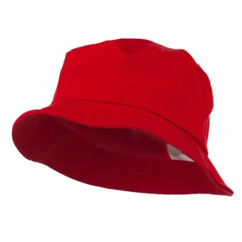 Big Size Cotton Blend Twill Bucket Hat - Red XL-2XL