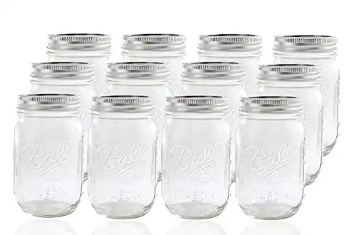 Ball Glass Mason Jar with Lid and Band, Regular Mouth, 12 Jars