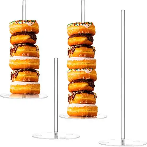 Wedding Christmas Birthday Party Acrylic Donut Stands Clear Bagels 5 Inch Round Stand Holder Doughnut Dessert Stand Table