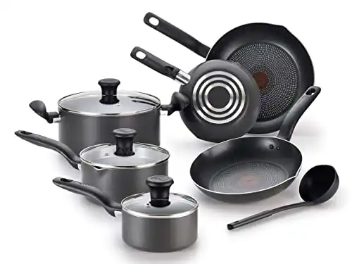 T-fal A821SA Initiatives Nonstick Inside and Out, 10-Piece, Black