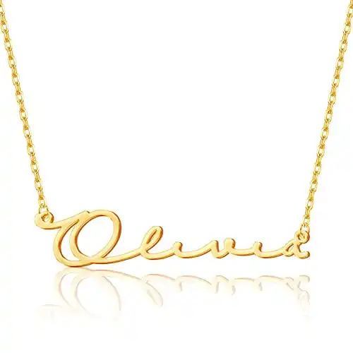 Yopicks Custom Name Necklace Personalized, 18K Gold Plated Sterling Silver Name Necklace for Women Girls Gift