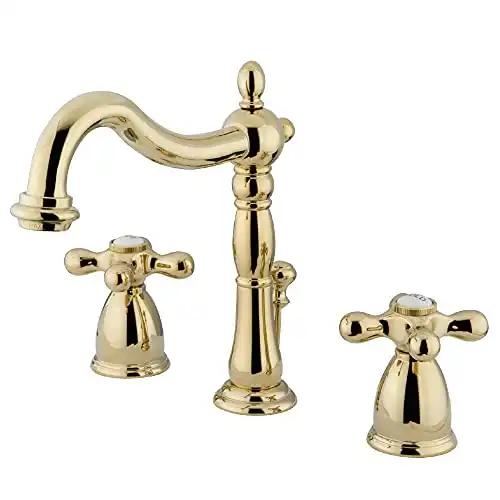 Kingston Brass KB1972AX Heritage Widespread Lavatory Faucet, Polished Brass, 8-Inch Adjustable Center