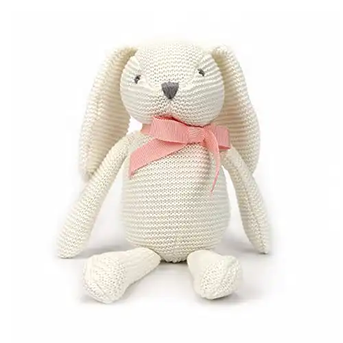 FLUFFYFUN Plush Baby Bunny Rabbit Stuffed Animal Toy (White)