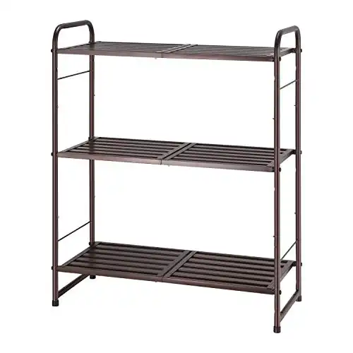 Simple Trending 3-Tier Stackable Shelving Unit Storage Rack, Expandable & Adjustable Kitchen Storage Cabinet Shelf Organizer, Bronze