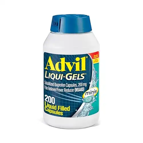 Advil Liqui-Gels minis Pain Reliever and Fever Reducer, Pain Medicine for Adults with Ibuprofen 200mg for Pain Relief – 200 Liquid Filled Capsules