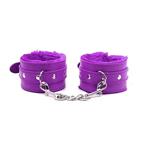 Happyjiu PU Leather Handcuffs Adjustable Soft Wrist Cuffs (purple)
