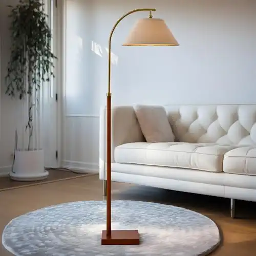G-SAFAVA 63.25" Gold Floor Lamp for Living Rooms Tall Arc Standing Lamps for Bedrooms Tall Lamps with Foot Switch for Bedroom