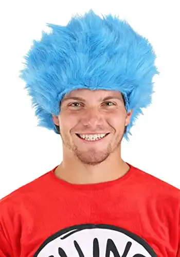 Elope Dr Seuss Thing 1 Thing 2 Blue Fuzzy Wig For Women & Men
