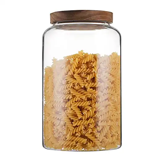 Bekith 100 FL OZ (3000ml) Large Glass Food Storage Jar with Airtight Wooden Lid, Glass Storage Canisters Container, BPA-Free Cereal Dispenser Jars for Spaghetti Pasta, Tea, Coffee, Spice, Powder