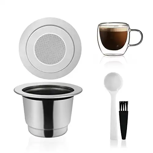 LIHONG Reusable Coffee Pods, Stainless Steel Reusable Coffee Capsules, Reusable Espresso Pods Compatible with Nespresso Original Line (1 Pod)