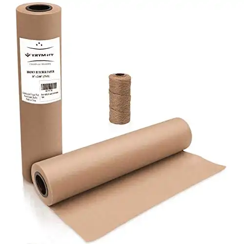 YRYM HT Brown Kraft Butcher Paper Roll - Natural Food Grade Brown Wrapping Paper for BBQ Briskets, Smoking & Wrapping Meats, 18inch x 2100inch (176 ft) - Unbleached Unwaxed and Uncoated