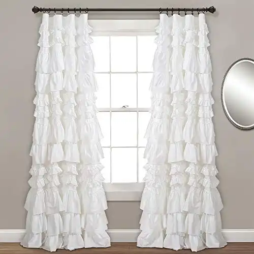 Lush Decor, 84" x 52", White Kemmy Window Curtain Sing Panel