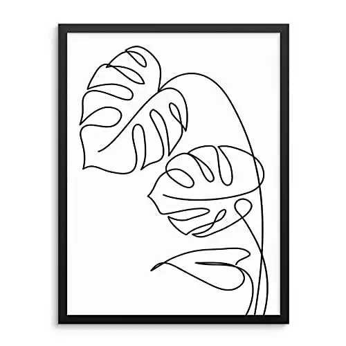 Sincerely, Not One Line Art Print Tropical Leaves Monstera Plant Minimalist Wall Decor Poster 11"x14" UNFRAMED Botanical Artwork for Living Room Bedroom Kitchen or Bathroom (11"x14"...
