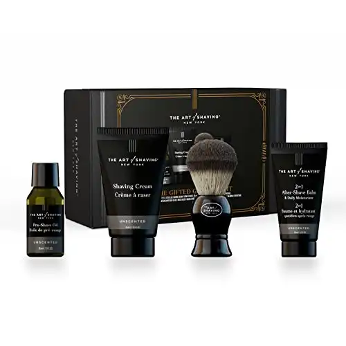 The Art of Shaving Unscented Gifted Groomer Kit – Pre-Shave Oil, Shaving Cream, Shaving Brush & After-Shave Balm, 4 count (Pack of 1)