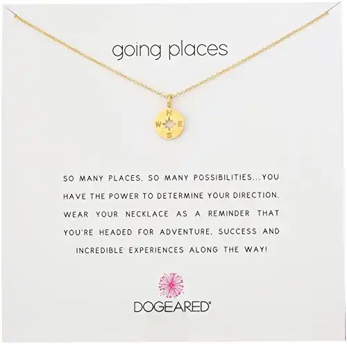 Dogeared "Going Places" Compass Disc Gold Dipped Chain Necklace, 18"