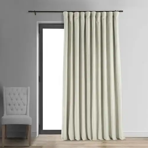 HPD Half Price Drapes Signature Velvet Thermal Blackout Curtains for Living Room 84 Inch Long (1 Panel) Rod Pocket Insulated Blackout Curtains for Bedroom Window Curtains, 100W x 84L, Off White