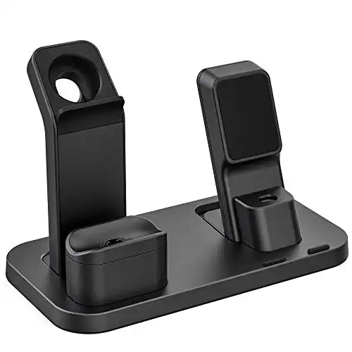 BEACOO Stand for iwatch 5/6, Charging Stand Dock Station for AirPods pro Stand Charging Docks Holder, Support for iwatch 5/4/3/2/1 NightStand Mode and for iPhone Series 12/11/X/7/7plus/SE/5s