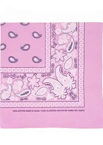Kaiser Novelty Bandanas Paisley Cotton Bandanas (Light Pink 22 X 22 in)
