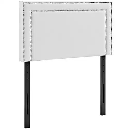 Modway Jessamine Upholstered Vinyl Headboard Twin Size With Nailhead Trim In White