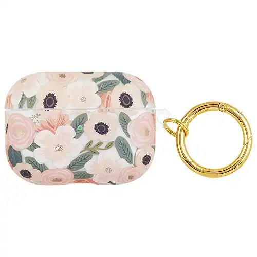 Rifle Paper Co. Airpods Pro Case Cover with Keychain [Wireless Charging Compatible] [Visible LED] Cute Case for Apple AirPods Pro with Floral Design, Anti Scratch, Slim, Shockproof - Wild Flowers