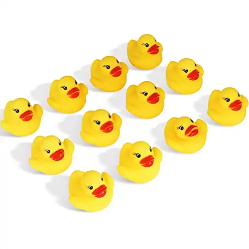 Novelty Place 12Pcs Rubber Duck Float Ducky Baby Bath Shower Toy, Yellow Mini Bath Duckies for Toddlers and Kids Birthday Gift Party Favor Bathtub Decoration