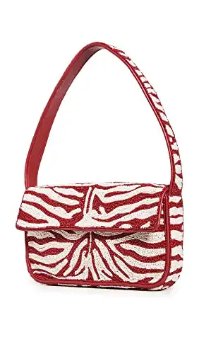 STAUD Women's Tommy Beaded Bag, Scarlet/White, One Size