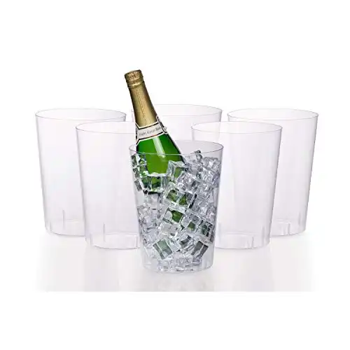 Exquisite 6 Pack of 96 Ounce Disposable Clear Plastic Ice Bucket for Parties - Good As One Large Champagne Chiller Or Classic Wine Bottle Chiller