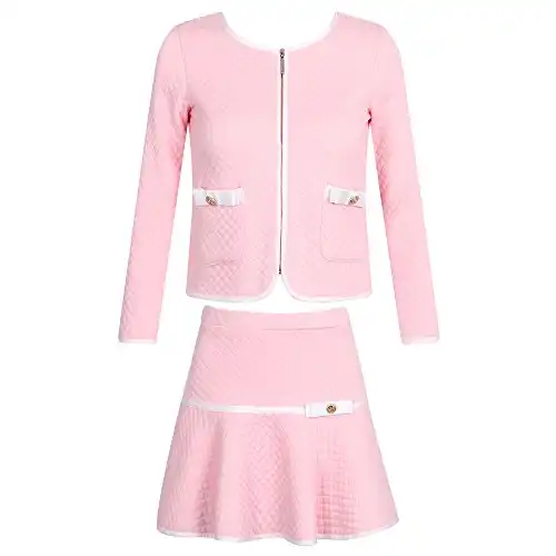 Richie House Girls' Elegant Knit Suit with Skirt RH1963-G-5/6 Pink (White)