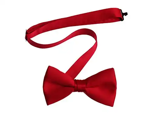 Tuxgear Mens Pre Tied Bow Tie with Adjustable Neck Strap, Adults, True Red (Adults)