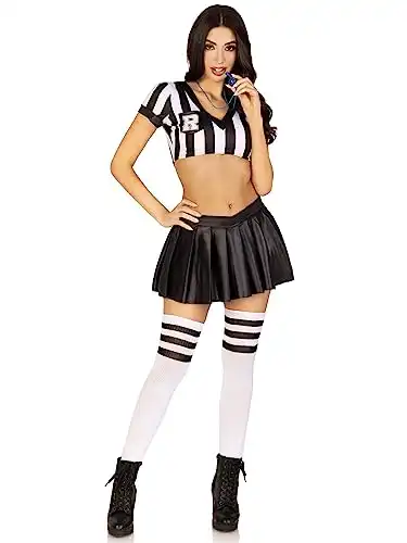 Leg Avenue Women’s 3 PC Time Out Ref Halloween Costume with Whistle, MEDIUM