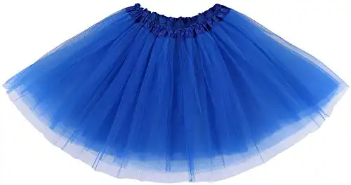 Simplicity Women's Classic Elastic Blue Tutu Women 3 Layered Ballet Tulle Tutu Skirt, Royal Blue