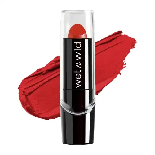 wet n wild Silk Finish Lipstick, Hydrating Lip Color, Rich Buildable Color, Cherry Frost Red