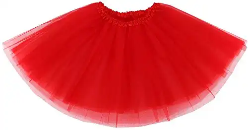 Simplicity Tutus for Women Adult Classic Elastic 3 Layered Ballet Tulle Tutu Skirt, Red