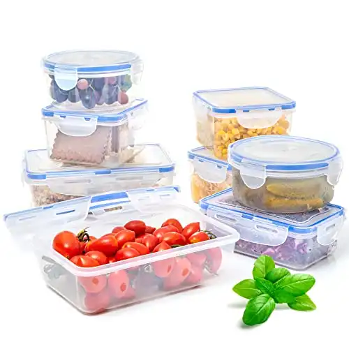 Moss & Stone Air Tight 16 Piece Plastic Food Storage Containers with Lids, Safe Lunch Box Set For DIshwasher and Microwave, Leak Proof Storage Containers For Food- BPA Free