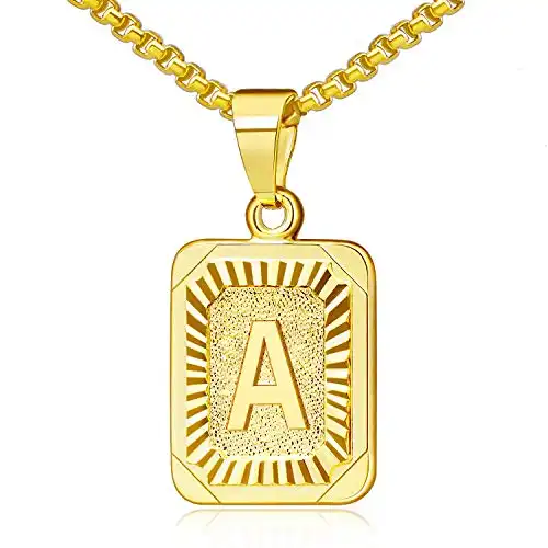 JSJOY Gold Initial Necklace for Women Letter Necklace for Men Monogram Letter A Necklace Mens Necklaces Gifts Father's Day Gifts for Him Mothers Day Gifts for Her Graduation Gifts 2023