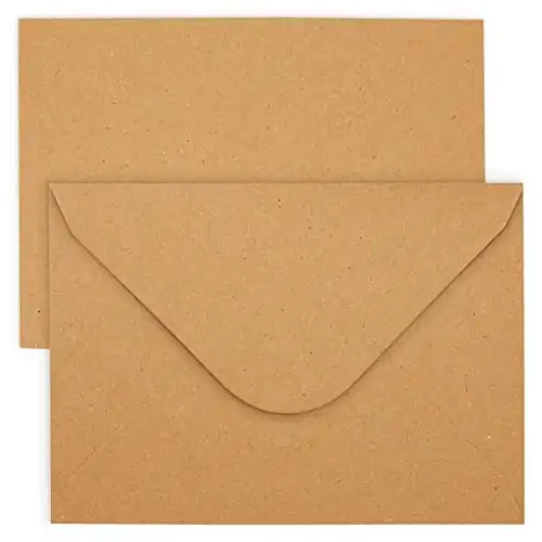 Kraft Paper Invitation Envelopes 4x6 for Wedding, Baby Shower, A6 V-Flap Brown Envelopes for Thank You Cards (50 Pack)
