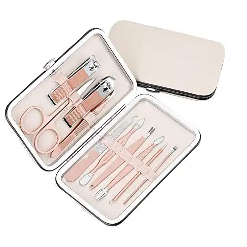 Valentine's Day Gift!Manicure Pedicure Set,Grooming Kit,TGOOD Stainless Steel Nail Clippers Pedicure Set 10 in 1 with case