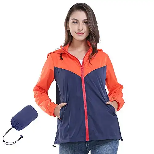 ZEALOTPOWER Raincoat for Women-Lightweight Jacket Waterproof Windbreaker Packable Outdoor Hooded Rain Jackets