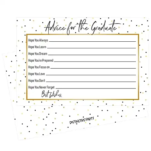 DISTINCTIVS Graduation Advice for the Graduate - 25 Cards (Black and Gold)