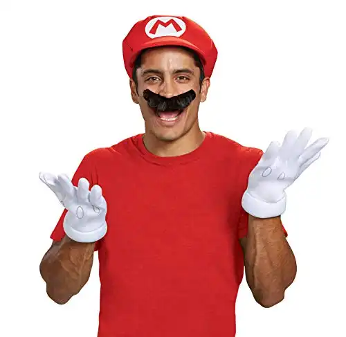 Disguise Men's Nintendo Super Mario Bros.Mario Adult Costume Accessory Kit, Red/White/Brown, One Size