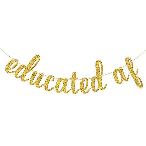 WeBenison Educated AF Banner Mastered It Banner You Did It Congrats Nurse Lawyer Doctor Graduation Party Bunting Decoration Supplies Gold Glitter