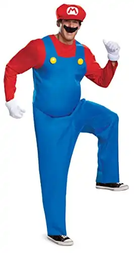 Disguise mens Mario Deluxe Adult Sized Costumes, Blue, Medium US